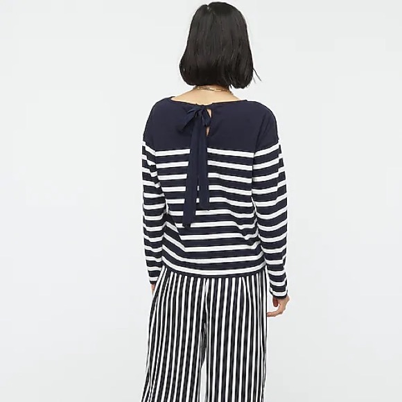 J.Crew Knit Mariner cloth bow-back top in stripe AW130 - Picture 2 of 9